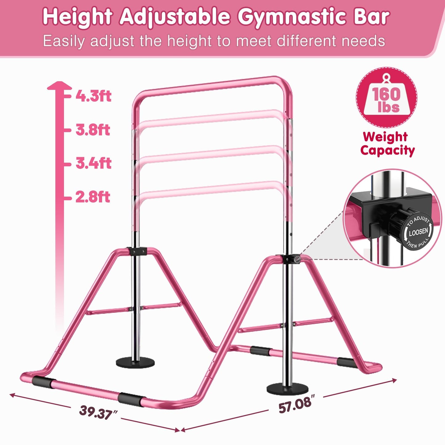 Slsy Gymnastics Bars Kids Kip Training Bars for Home, Folding Horizontal Bars with Adjustable Height, Practice Bar Gymnastic for Kid, Child, Girls, Boys