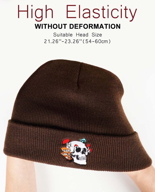 MixYoke Gothic Skull Beanie Hats for Men Women, Skeleton Cuffed Winter Hat for Goth Gifts, Indoor and Outdoor Outfit Matching