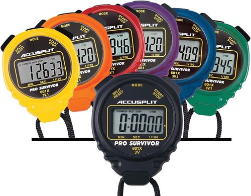 ACCUSPLIT A601X Pro Survivor Stopwatches - Rainbow Plus | 6 Pack, Black Color