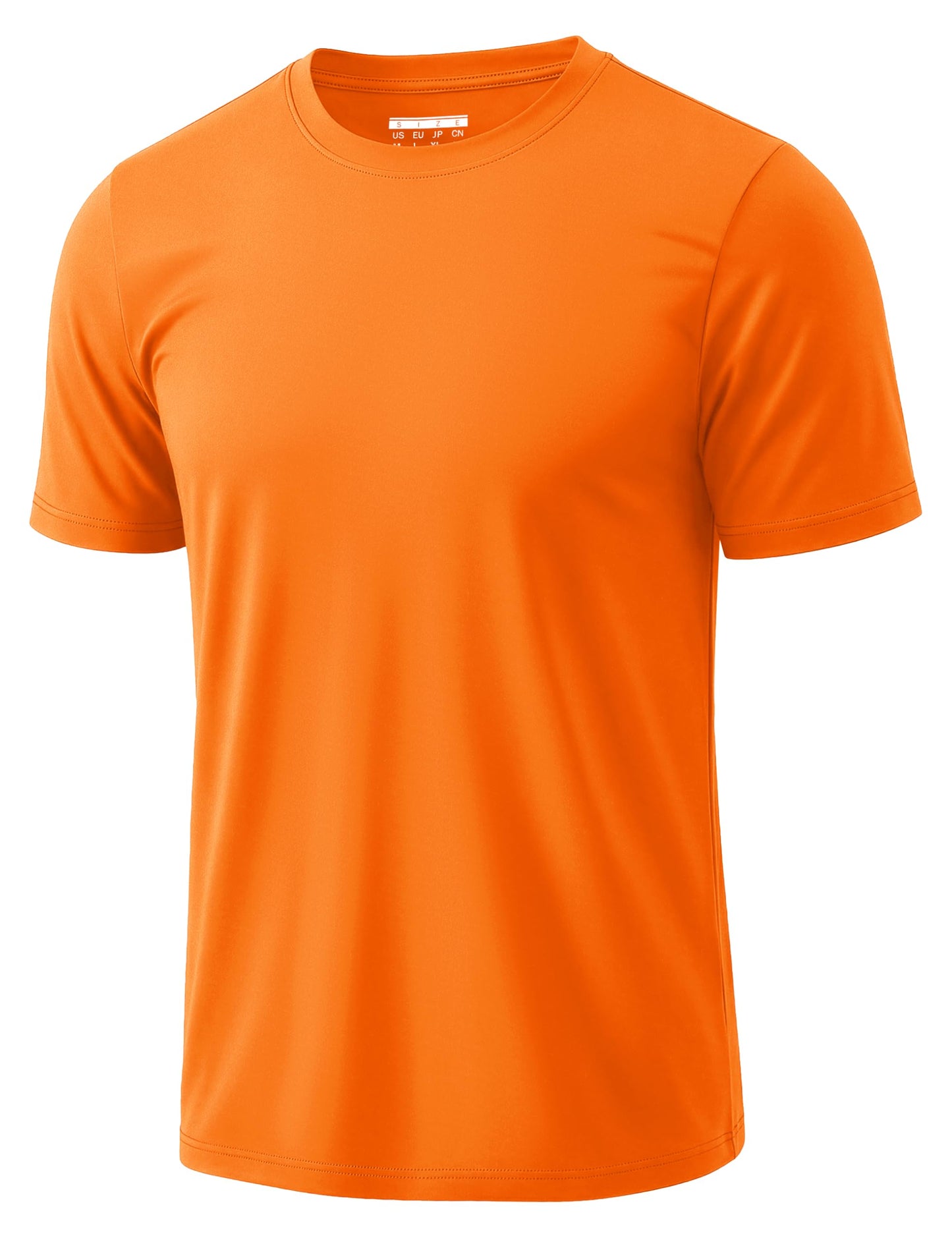 MAGCOMSEN Men's Short Sleeve Dry Fit Shirts Athletic Running Moisture Wicking Tee UPF 50+ Hiking Gym Tshirt Fluorescent Orange L