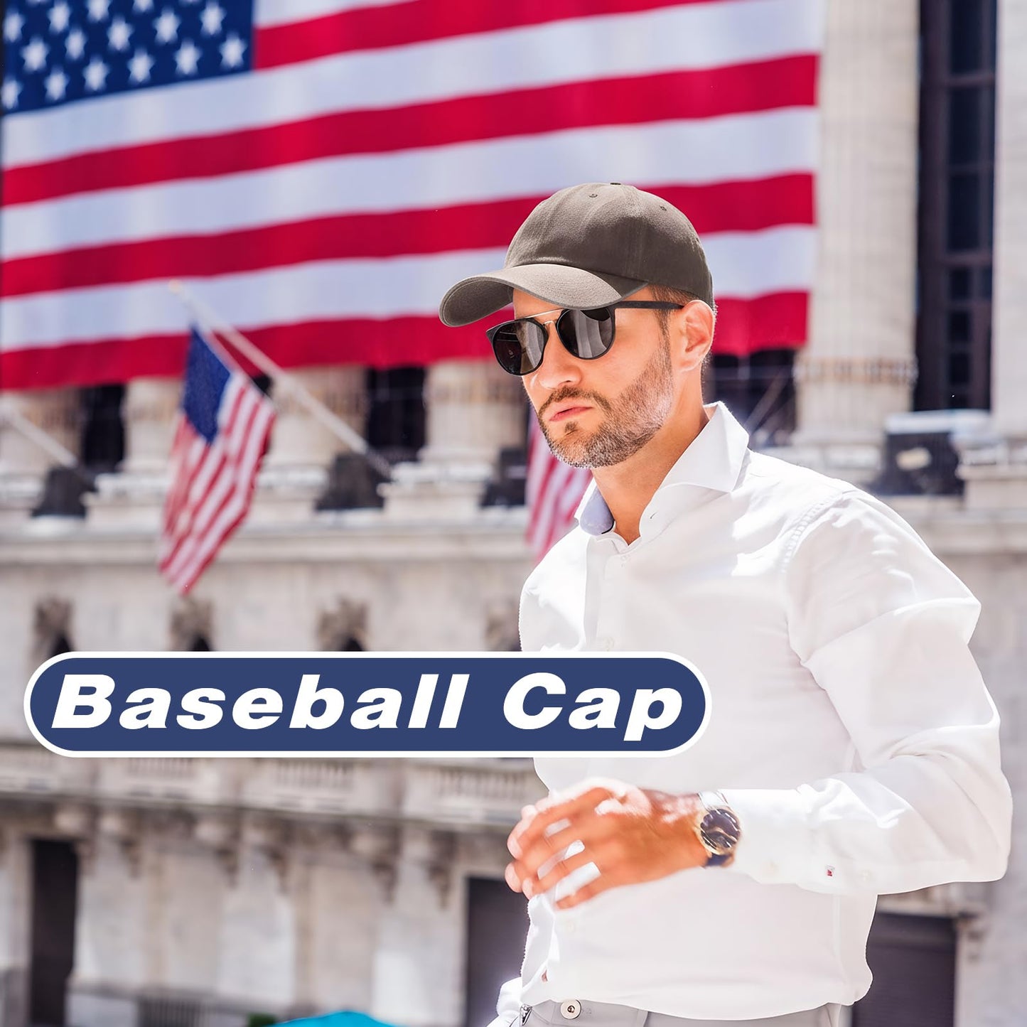 Geyoga 4 Pieces Washed Cotton Baseball Cap Adjustable Twill Plain Hat Unisex Baseball Cap Vintage Hat (Black, Dark Gray, Navy Blue,Brown)