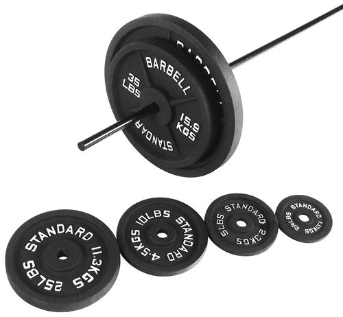 Fitvids Cast Iron 1-Inch Standard Weight Plate for Strength Training & Weightlifting – Multiple Weights Available – 10LB (Pair) – Standard (1-Inch Center)