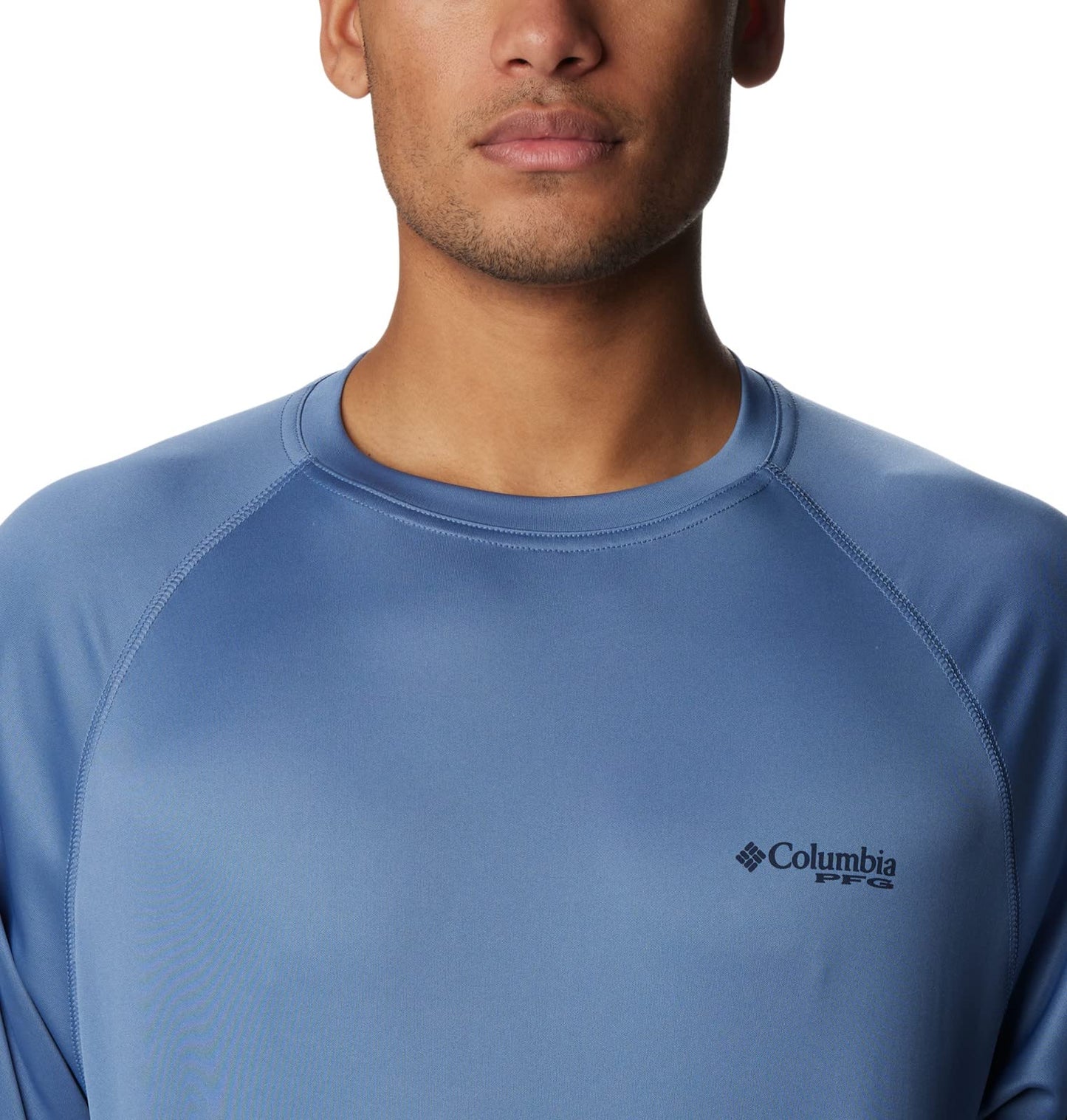 Columbia Men's Terminal Tackle Long Sleeve Shirt, Bluestone/Collegiate Navy Logo, 1X Big