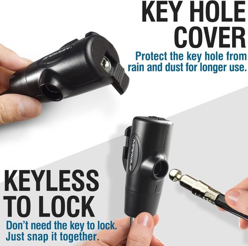 MARQUE Bike Lock with Key - Anti-Theft Security Cable for Bicycles, Scooters | 3/8” (4Ft, 7Ft, 15Ft, 25Ft) Options