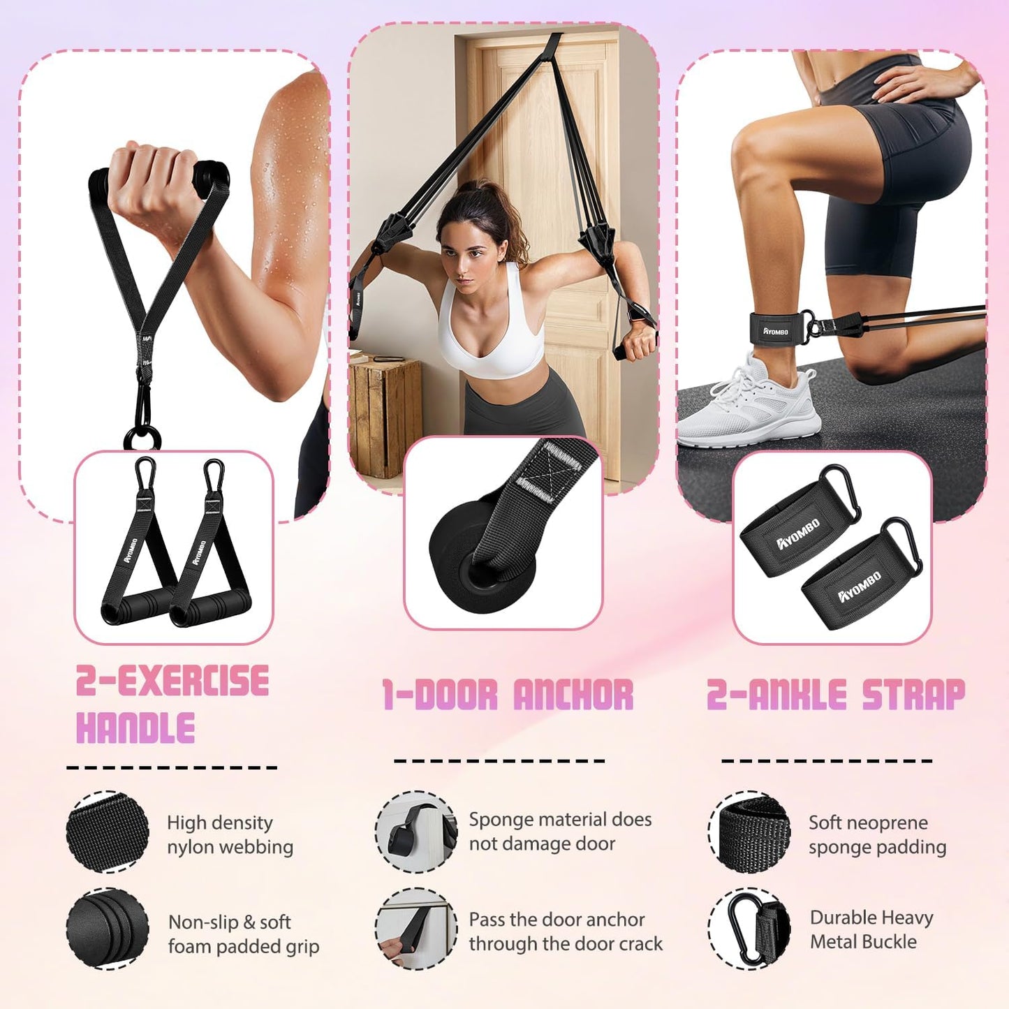 Skiennix Resistance Bands - 5 Level Exercise Bands Set with Handles for Home Gym & Physical Therapy