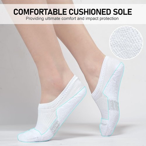 FAYBOX No Show Socks - Women's Cushioned Invisible Footies for Running | 6 Pairs, Low Cut Ankle Design