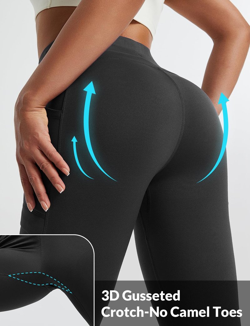 baleaf Women's Thermal Warm Winter Leggings Fleece Lined Pants Waterproof High Waisted with Pockets Outdoor Workout Running Tights Black M