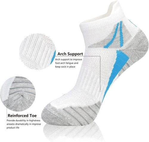 J.WMEET Women's Athletic Ankle Socks - Cushioned & Breathable Performance | 6 Pack Cotton Quarter
