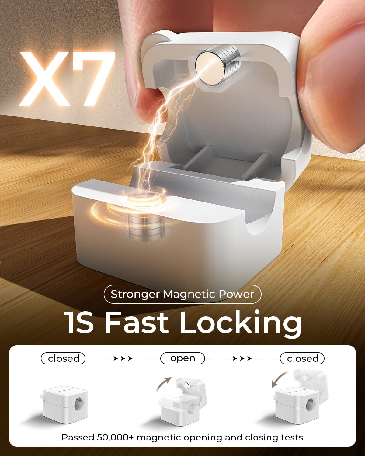 MRGLAS 20-Pack Magnetic Cable Management Cord Organizer,[1s Lock] Cable Holder Clips -Desk Cable Clips [Cable Smooth Adjustable], Adhesive Wire Organizer Keeper for Nightstand Desktop Wall Car Office