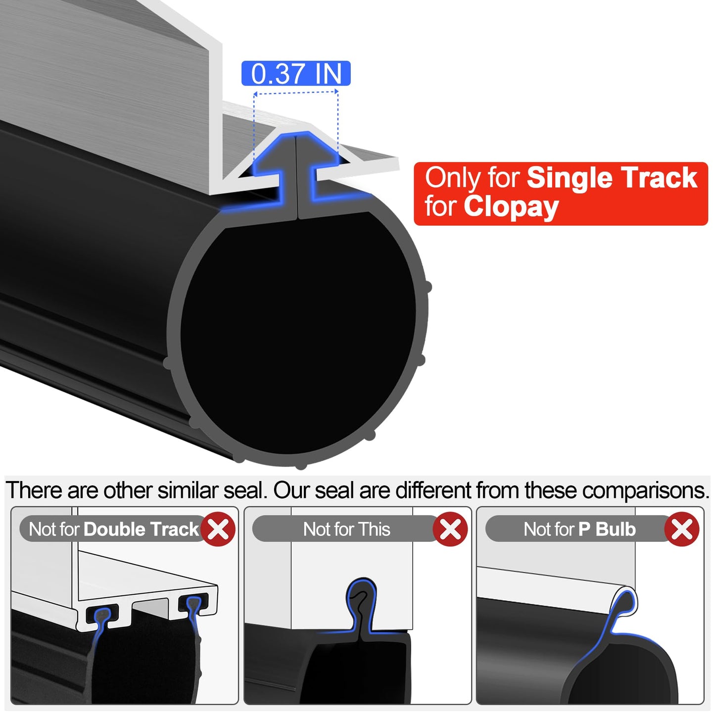 ToLanbbt 17FT Garage Door Bottom Seal Strip for Clopay, EPDM Garage Door Rubber Weather Stripping Replacement for Single Slot, Blocks Cold/Hot Winds, Black