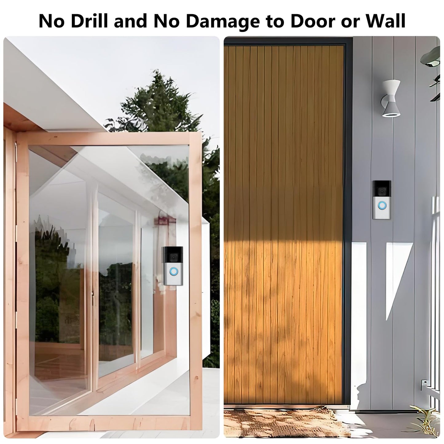 No Drill Doorbell Mount Compatible with Ring Battery Doorbell Plus/Pro/1/2/3/3 Plus/4/(2020 Release), Doorbell Holder Accessories for Houses Apartment Door with A Spare Adhesive