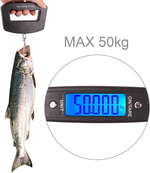 Kinstecks Digital Fishing Scale - 110lb/50kg Capacity with Backlit LCD | Portable Hanging Scale for Fishing & Hunting