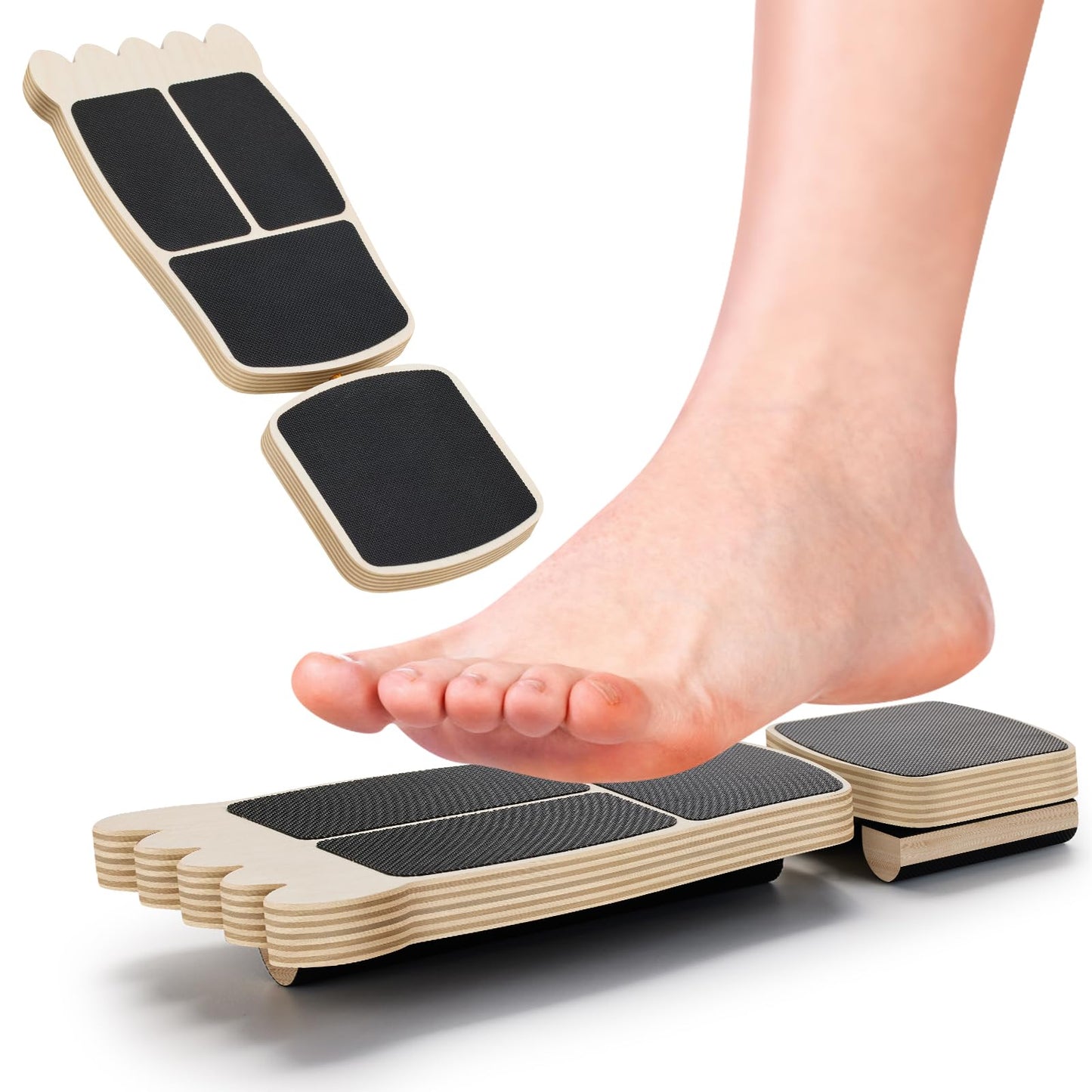 Ankle Balance Board, "Tootsie" Design Wooden with Non-Slip Surface - Foot Strengthener for Single-Leg Ankle Strengthening, Stability & Balance Training
