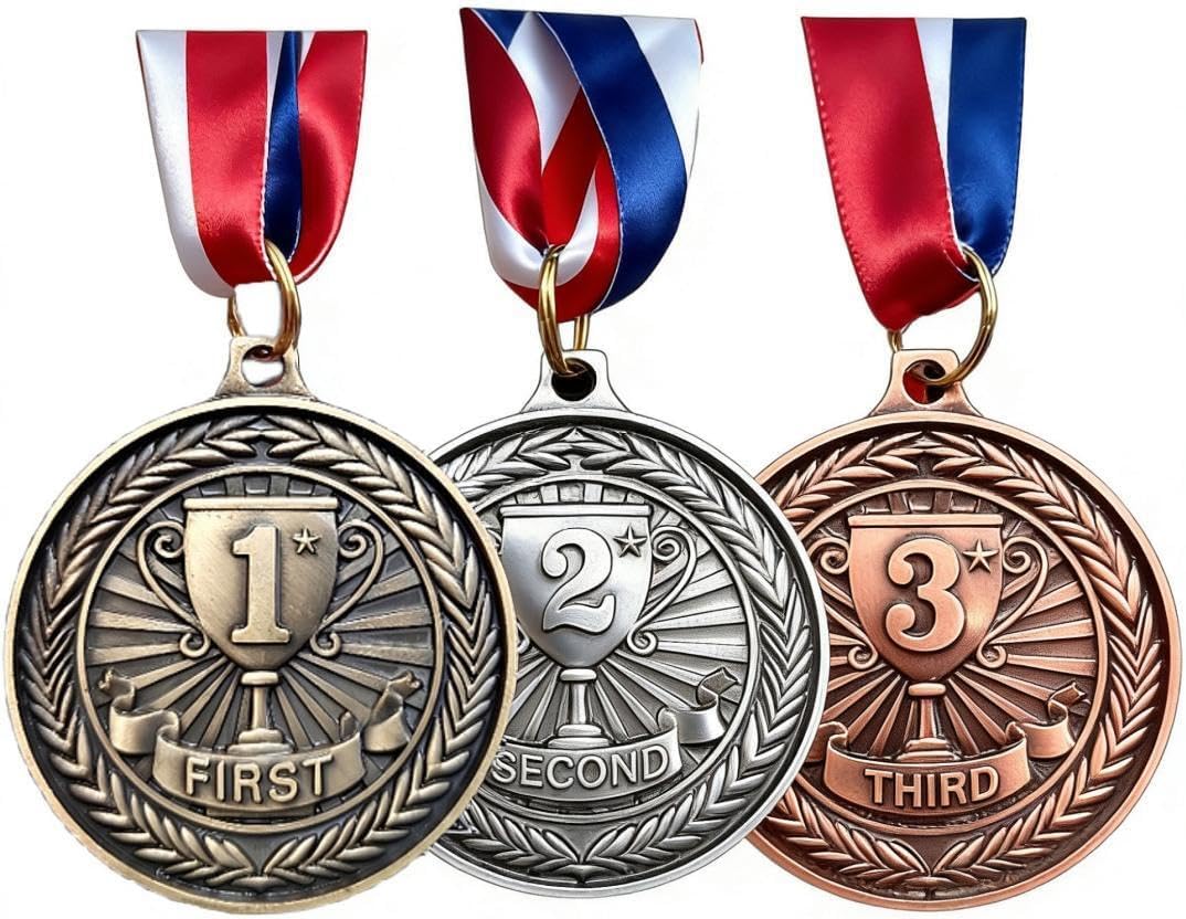 Medals for Awards 1st 2nd 3rd Place Medals Olympic Medals for Adults Sports Party Soccer Basketball Competition Winner First Second Third Place Trophy Participation Gift Gold Silver Bronze