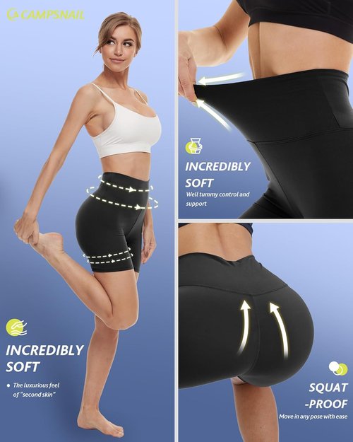 CAMPSNAIL Biker Shorts for Women - High Waist Tummy Control | Soft Athletic Yoga Workout - 5"/8" Sizes