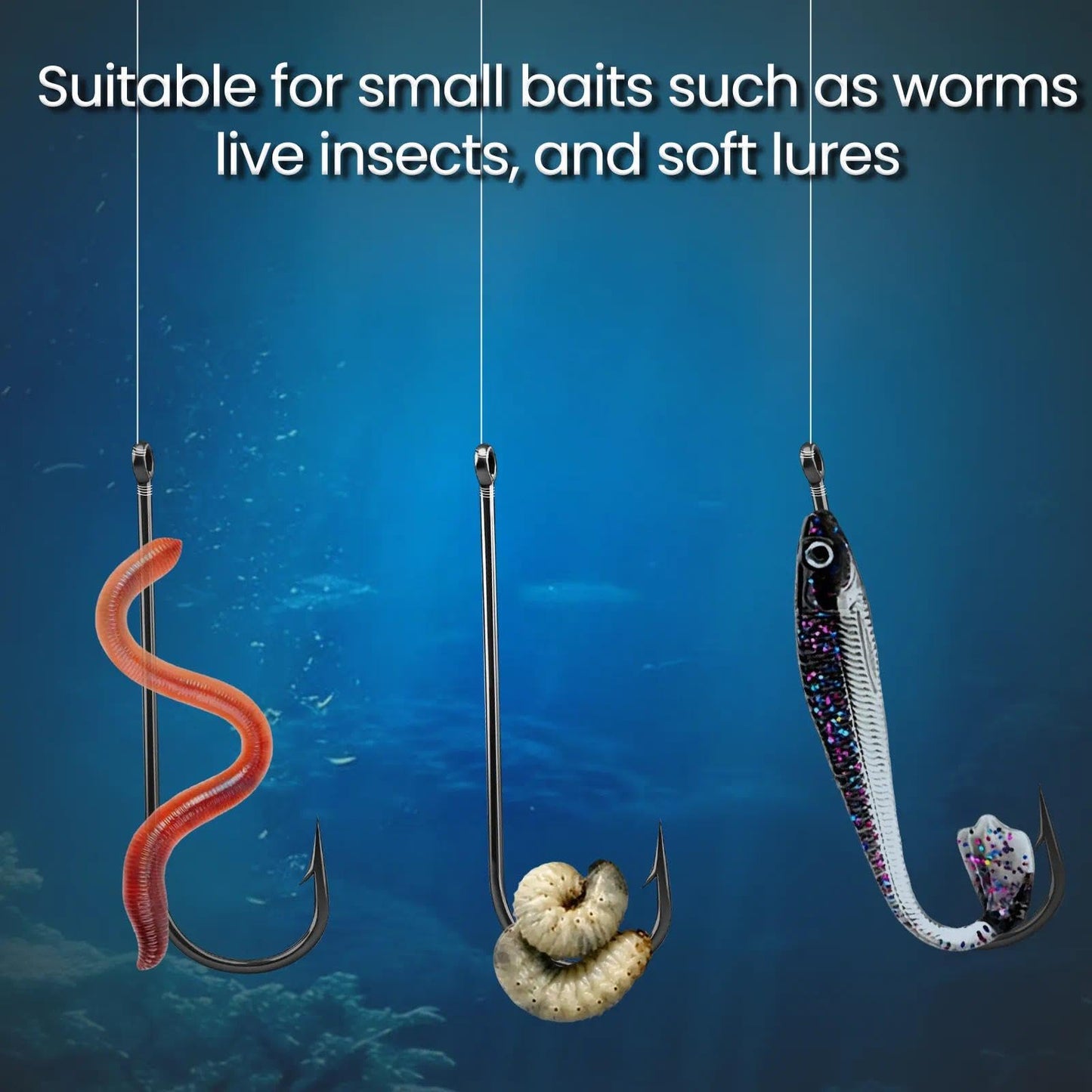 FishTrip 100 Pack Aberdeen Fishing Hooks Freshwater, Long Shank Light Wire Worm Hooks - Live Bait Hooks for Sunfish Bass Trout Crappie Bream Panfish Bluegill Size 10