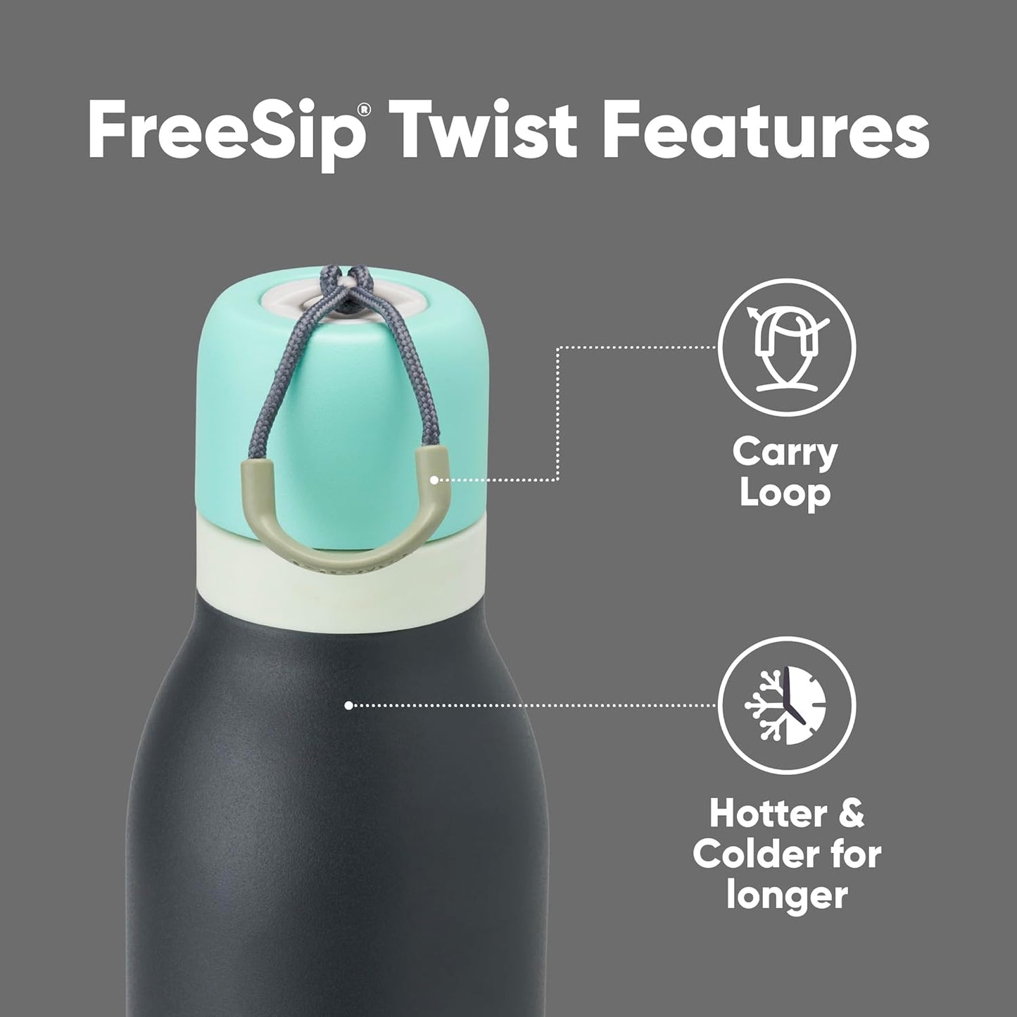 Owala FreeSip Insulated Stainless Steel Water Bottle - BPA-Free 18 oz with Straw for Sports & Travel - Blue/Grey