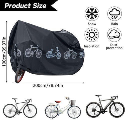 Bike Bicycle Cover - Waterproof & Dustproof 190T Material for 1 or 2 Bikes | Indoor/Outdoor Protection (Black)
