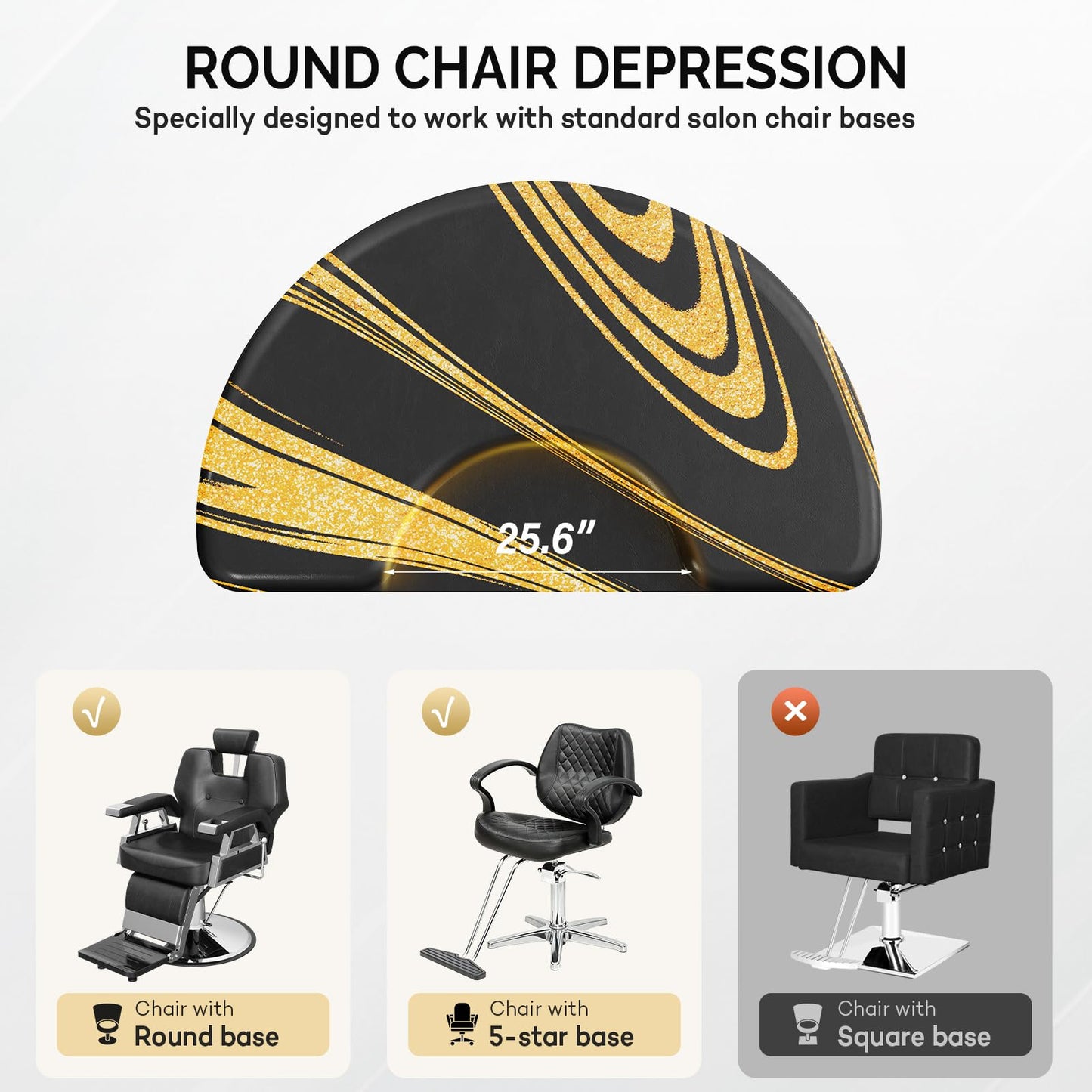 OmySalon 3’x 5’x5/8'' Thick Salon Mats for Hair Stylist Anti Fatigue, Barber Floor Mat with Round Base, Salon Chair Mat Hairdresser Standing, Anti-Slip Easy Cleaning