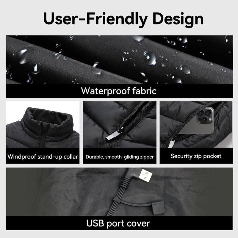 Cosy Life Heated Vest for Men with 20000mAh Battery Pack and 15 Heating Zones, Up to 11 Hours of Heat, Lightweight for Hunting, Hiking & Golf