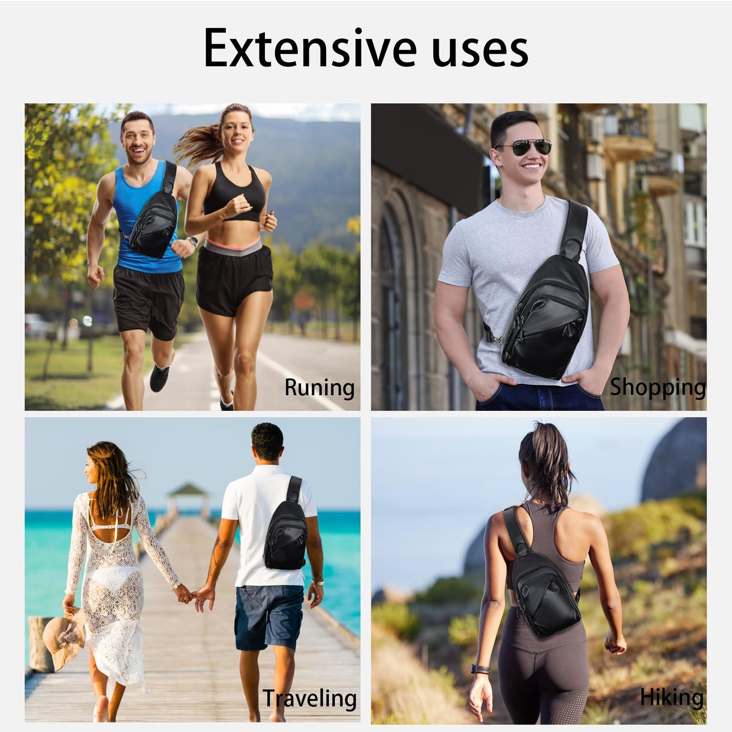 Sling Bag for Women and Men, Crossbody Bags Chest Bag Casual Cross Body Shoulder Bag Trendy Small Backpack for Women Men Travel Sports Running Hiking Walking Biking Outdoors