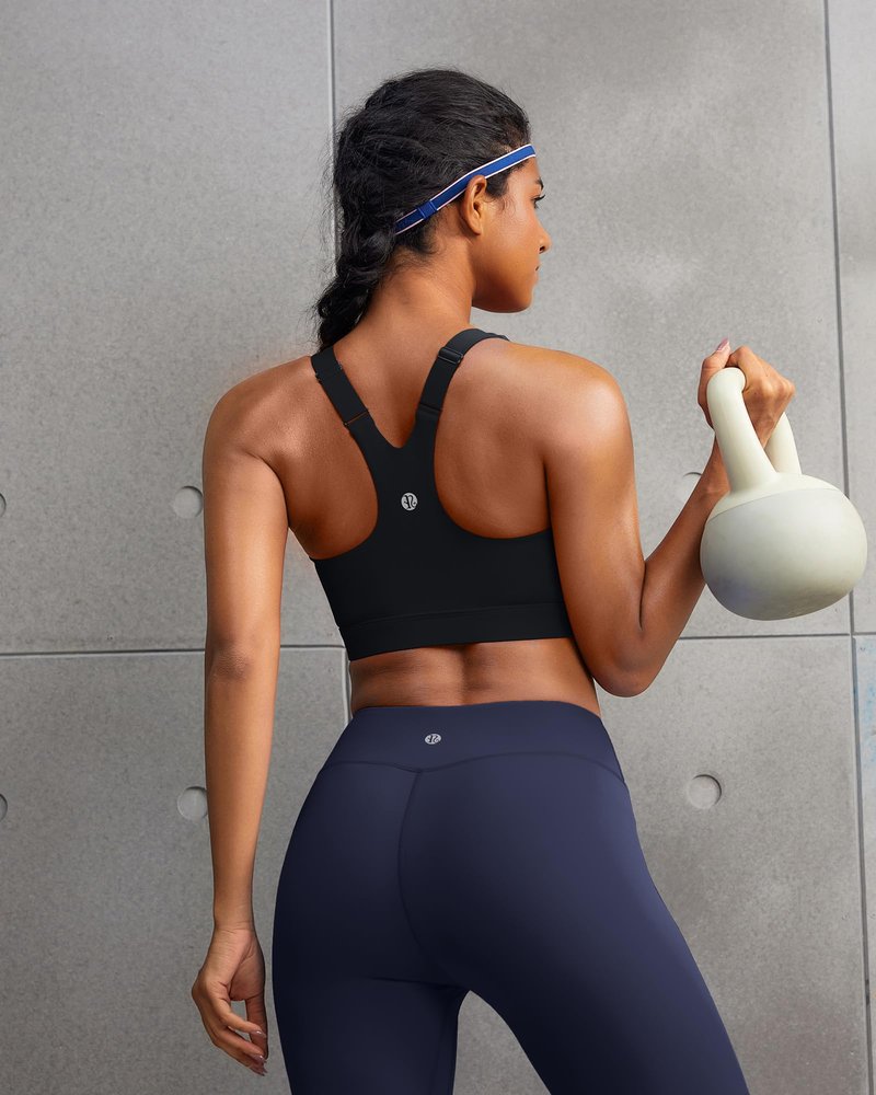 RUNNING GIRL Black Sports Bra for Women,Adjustable Straps Molded Cups High Support Sports Bras for Women Large Bust(3110Black_M)