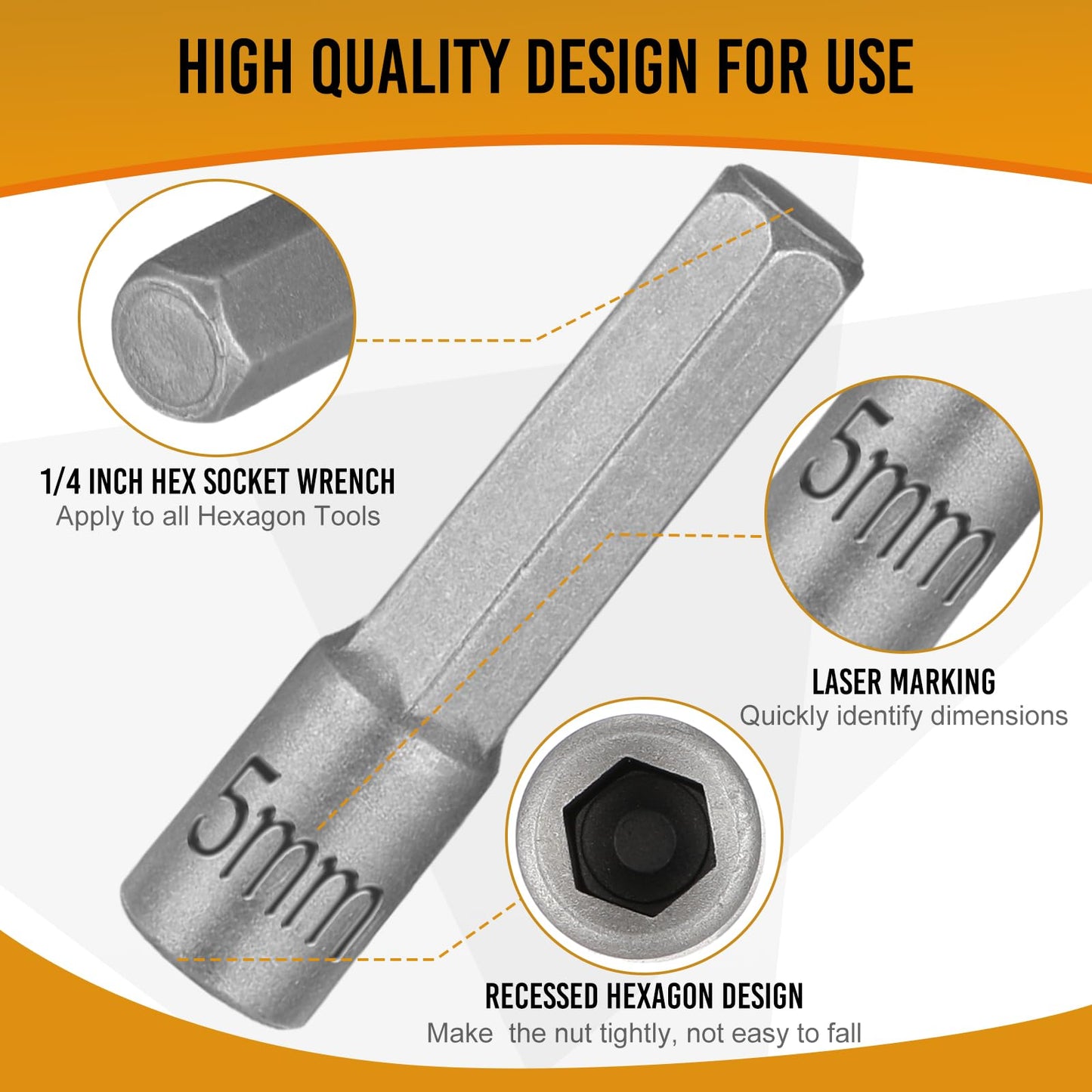 Leriton 23 Pcs Power Nuts Driver Drill Bit Tools Set 1/4'' Driver Hex Shank Keys Metric Socket Wrench Screw Impact Bit Set for Power Tools, Electric Drills Screwdrivers Socket Wrench