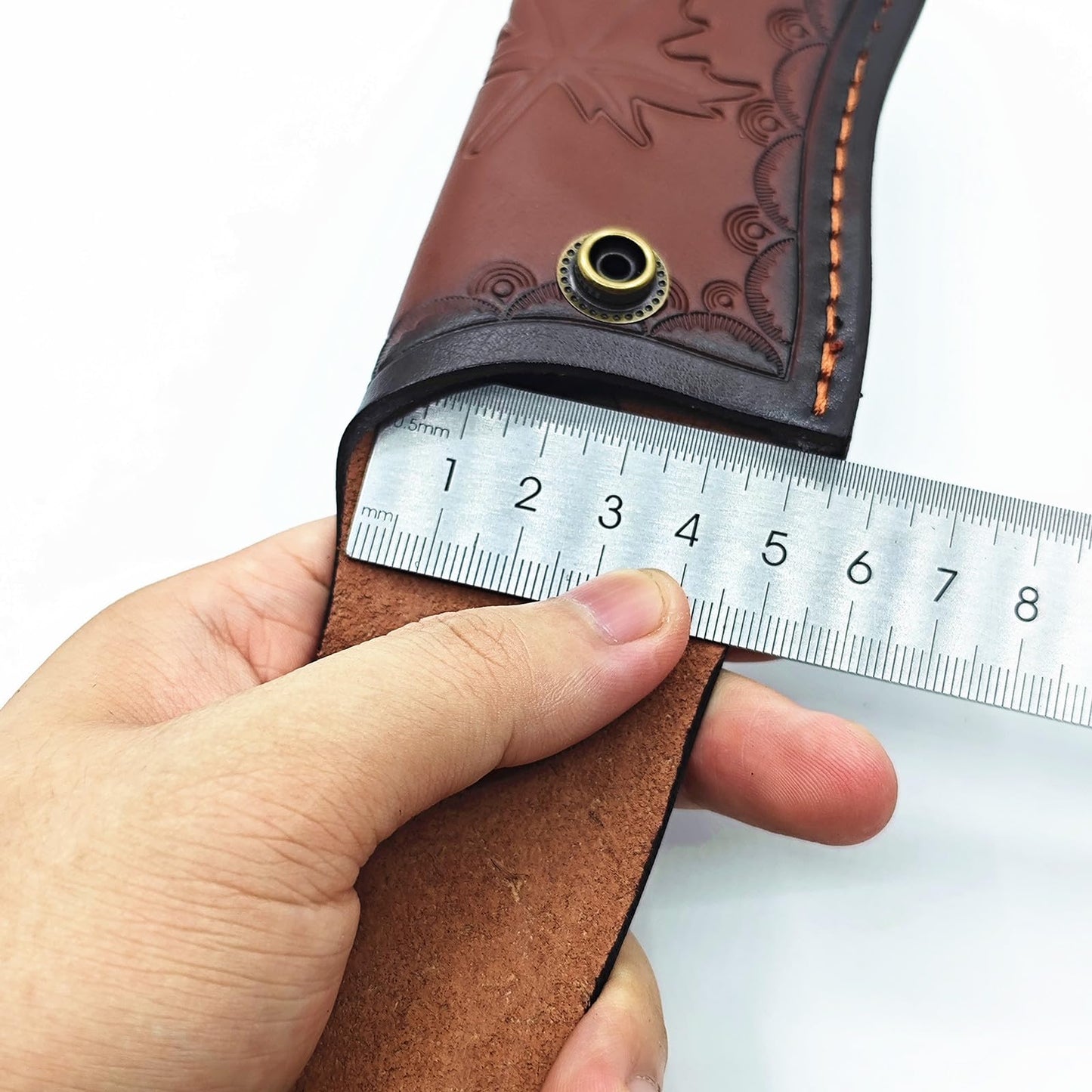 Leather Knife Sheath,Carry Snap Case for Pocket Folding Knife Pouch EDC Holster Belt Loop Brown Outdoor Hunting Camping Gift 4.33" Durability