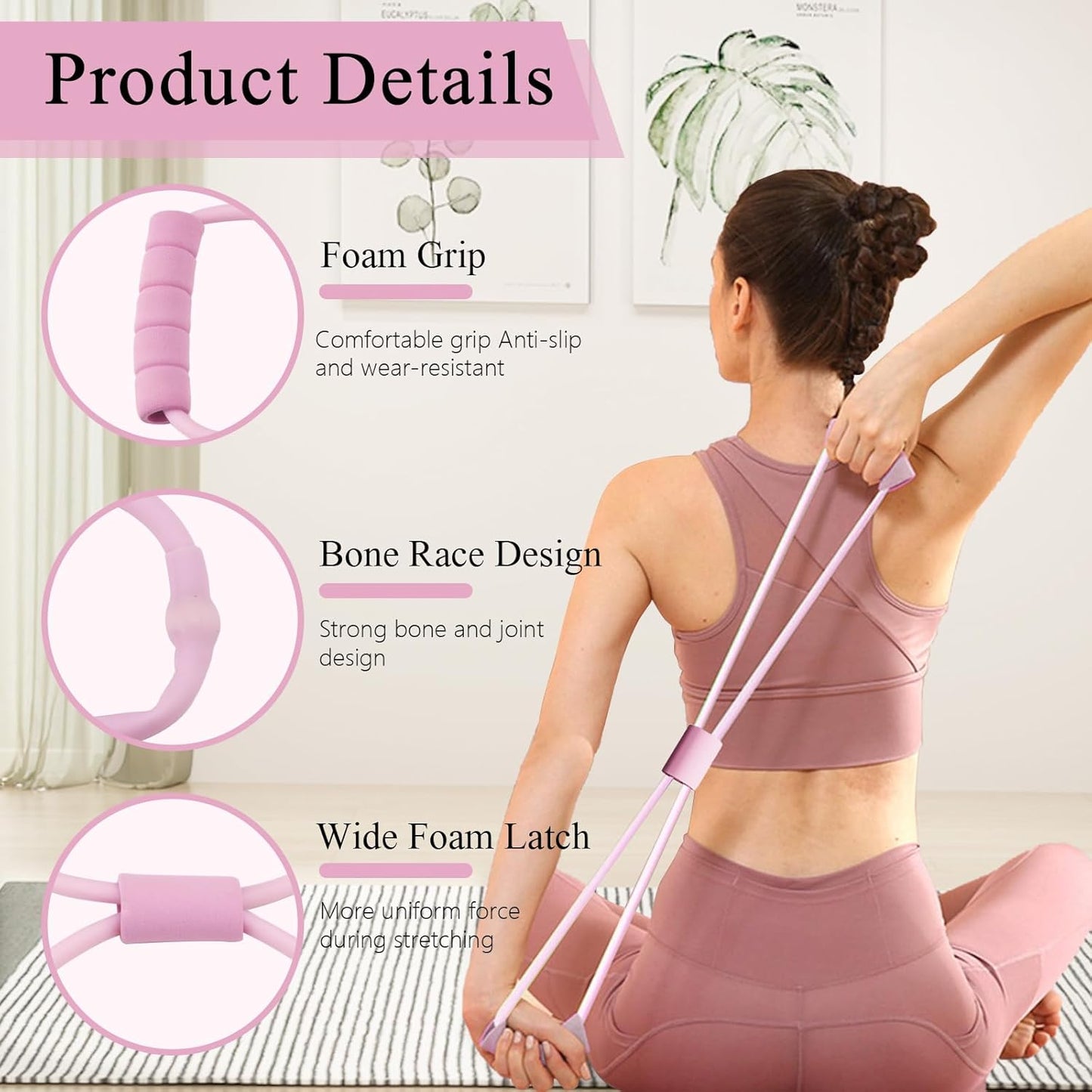 Skiennix Figure 8 Resistance Bands - 2 Pack Workout Stretch Bands for Yoga & Physical Therapy