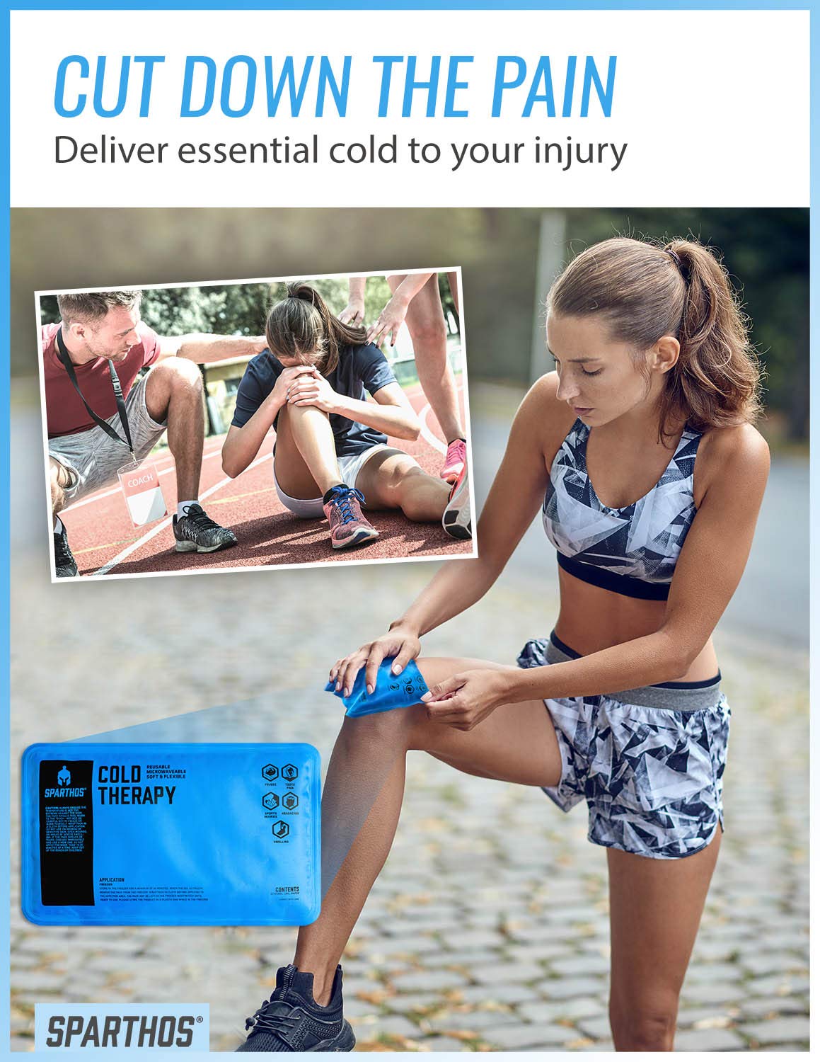 Sparthos Ice Packs for Injuries - Reusable Soft Gel Hot Cold Icepack - Medical First Aid Pain Relief - Flexible Pack - Instant Icing Compress Therapy - Fits Knee, Shoulder, Elbow (Medium, Pack of 1)