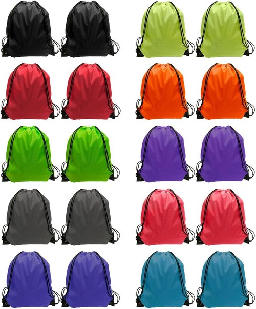 GoodtoU Drawstring Bags - Bulk 20 Pack Nylon Cinch Backpacks for Gym & Travel | 15.5x13.5 Inch, 10 Colors