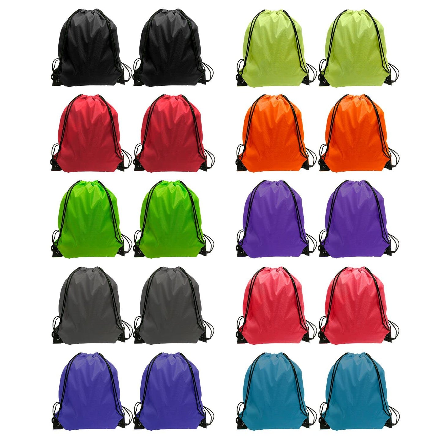 GoodtoU Drawstring Backpacks, Bulk Nylon Backpack Cinch Sack Drawstring Gym Bag for Sport, Traveling, Team (20Pcs, Fluorescent Green)