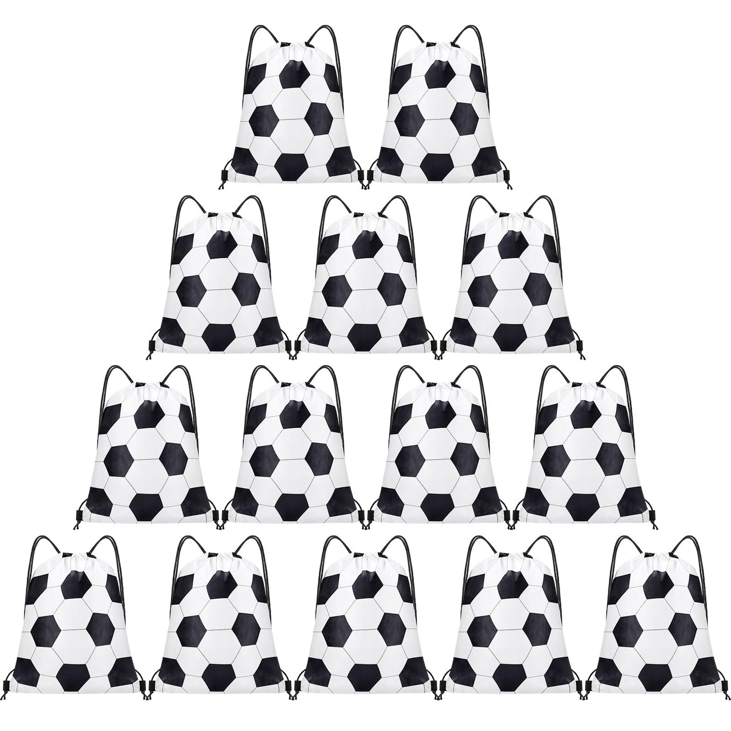 Grneric 14 Pcs Soccer Drawstring Bags Party Favor Goodie Bags Cinch Bag Sackpack for Sports Teams Birthday Supplies(Soccer)