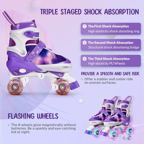 Gonex Roller Skates for Girls Kids Boys Women with All Light Up Wheels，Adjustable Rollerskates for Beginners Toddler Youth, Gift for Indoor Outdoor