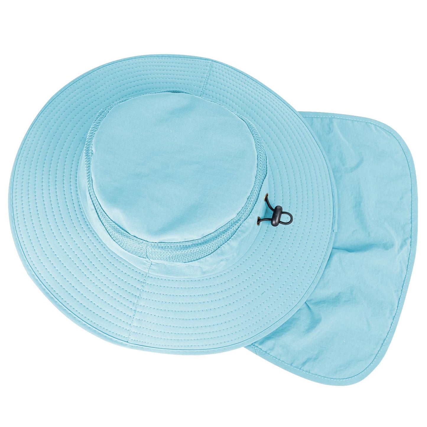 2Pack Sun Hats for Men Women Fishing Hat UPF 50+ Breathable Wide Brim Bucket Hats Summer UV Protection Safari Hat with Neck Flap Black/Blue