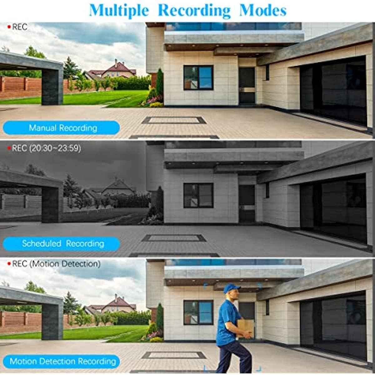 OOSSXX Black 4K IP 8MP PIR POE Extend Camera Outdoor Indoor Video Surveillance Security Waterproof Wired POE Camera