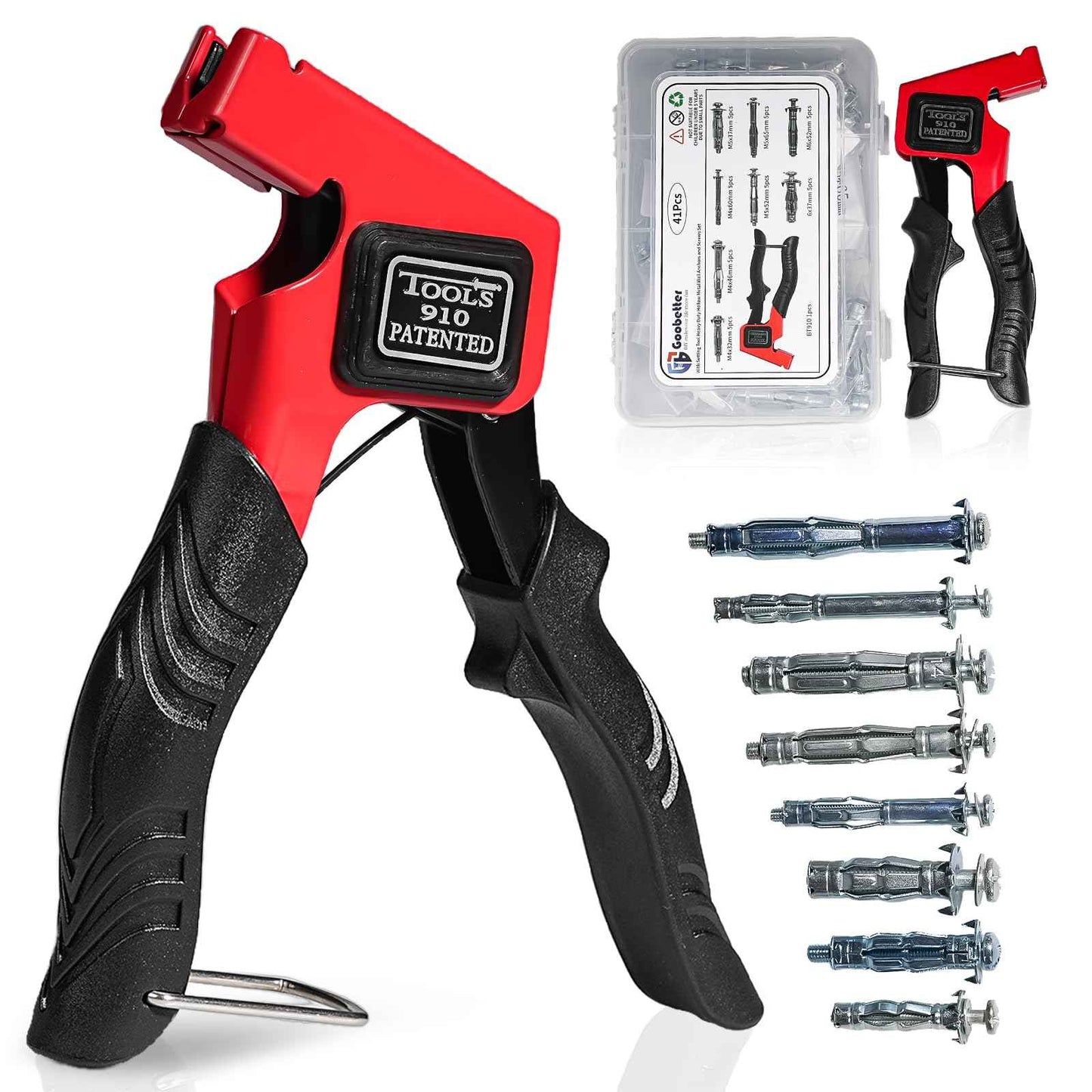 GOOBETTER Molly Bolts for Drywall Plaster Wall, Hollow Wall Anchors Drywall Screw Gun for Picture Frames, Shelves, and Towel Racks 40pcs Heavy Duty Hollow Wall Anchors in 8 Size Screws Incl