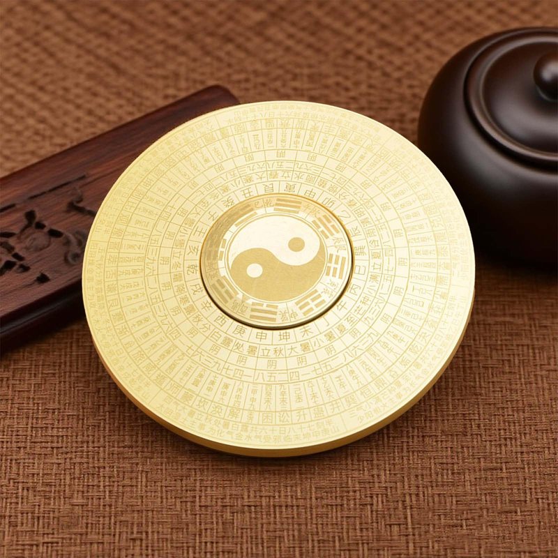 Mini Rotation Compass Feng Shui Amulet Ornament Good Luck Charms Chinese Decor Brass Bagua Compass (Style D)