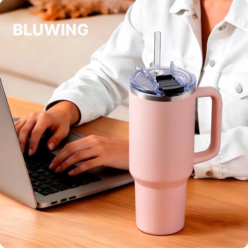 Bluwing 40oz Tumbler Lid Replacement for Stanley Quencher 40 oz, 2PCS Reusable Replacement Tumbler Cover Lid for 40 oz Stanley Quencher 2.0 & ProTour Cup(Blue)