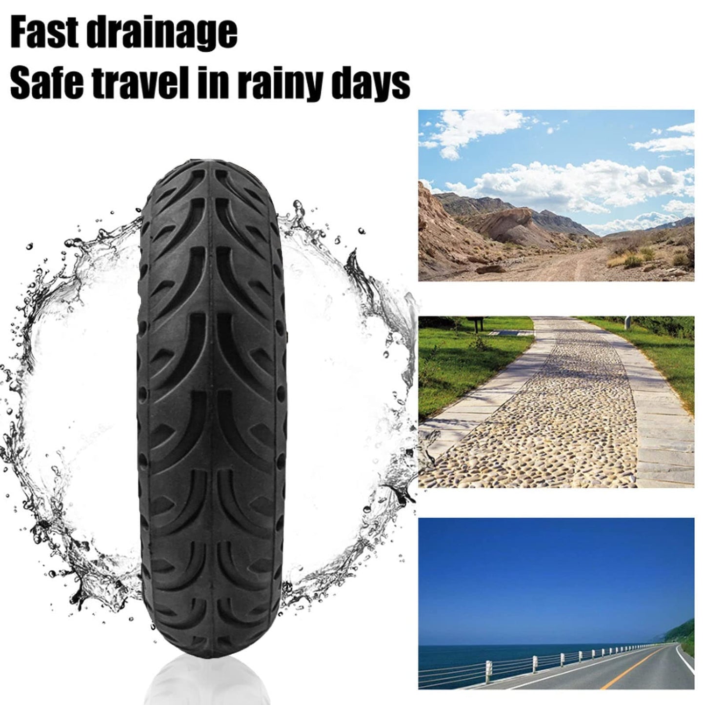 Felixstory 60/70-6.5 Scooter Tire Tubeless: 10x2.50 Solid Tire Replacement for Hover 1 Alpha Hiboy MAX3 Segway Ninebot MAX G2 G30LP Electric Scooter, 10 Inch 10x2.50-6.5 Honeycomb Front Rear Wheels