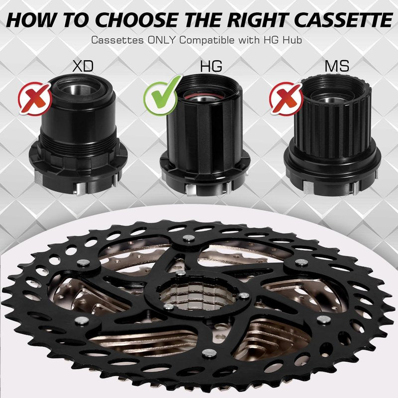 BUCKLOS 8/9/10/11/12 Speed Cassette Ultra-Light 11-25/28/32/34/36/40/42/46/50/52T Bike Cassette Fit Mountain Bike/Road Bike/XC/DH/AM,Compatible with Shimano Sram HG Hub Driver…