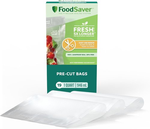 FoodSaver Quart Vacuum Seal Bags - Easy Use Pre-Cut Storage Bags | 19 Pack for Convenient Sealing