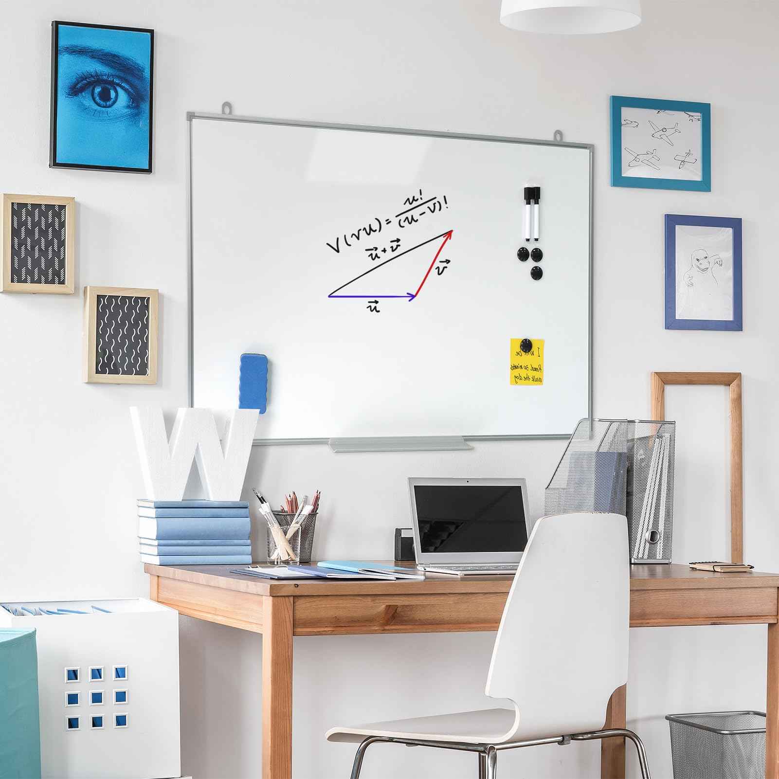 Magnetic Writeboard 18X24 Dry Erase Board Hanging & Wall Mounted Whiteboard S Aluminium Frame Message Boards for Home, School, Office, Kitchen