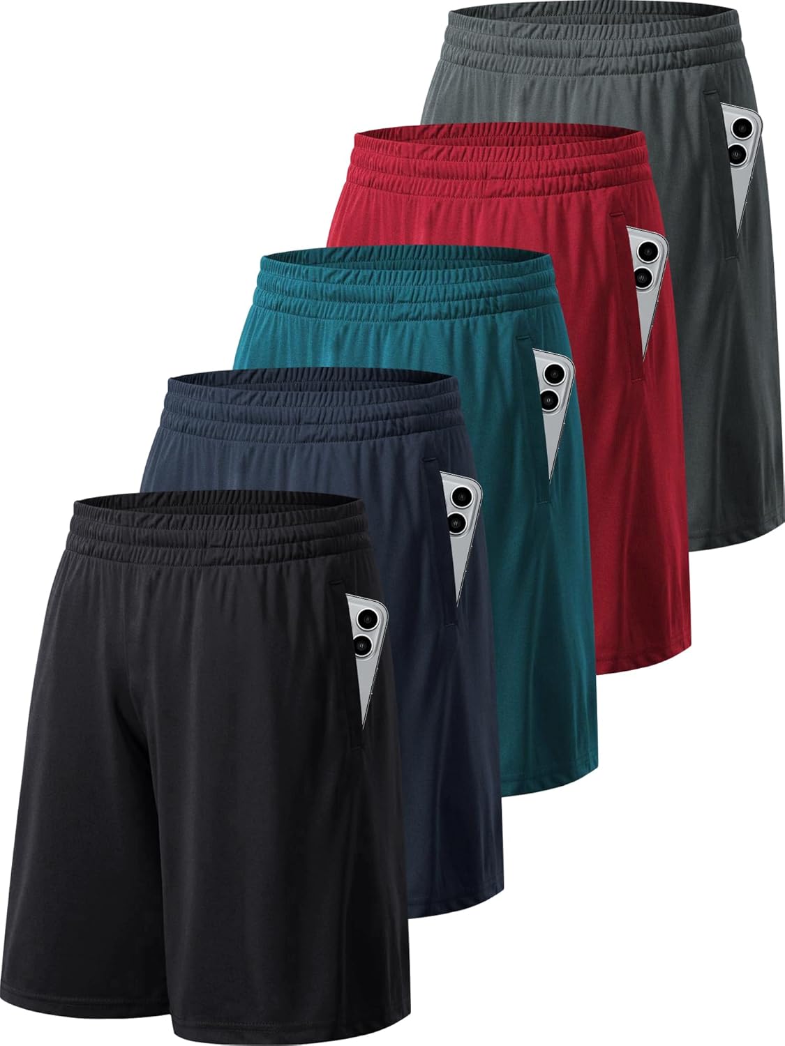 MLYENX Men's Quick-Dry Athletic Gym Shorts - Lightweight 4-6 Pack with Pockets for Basketball & Running