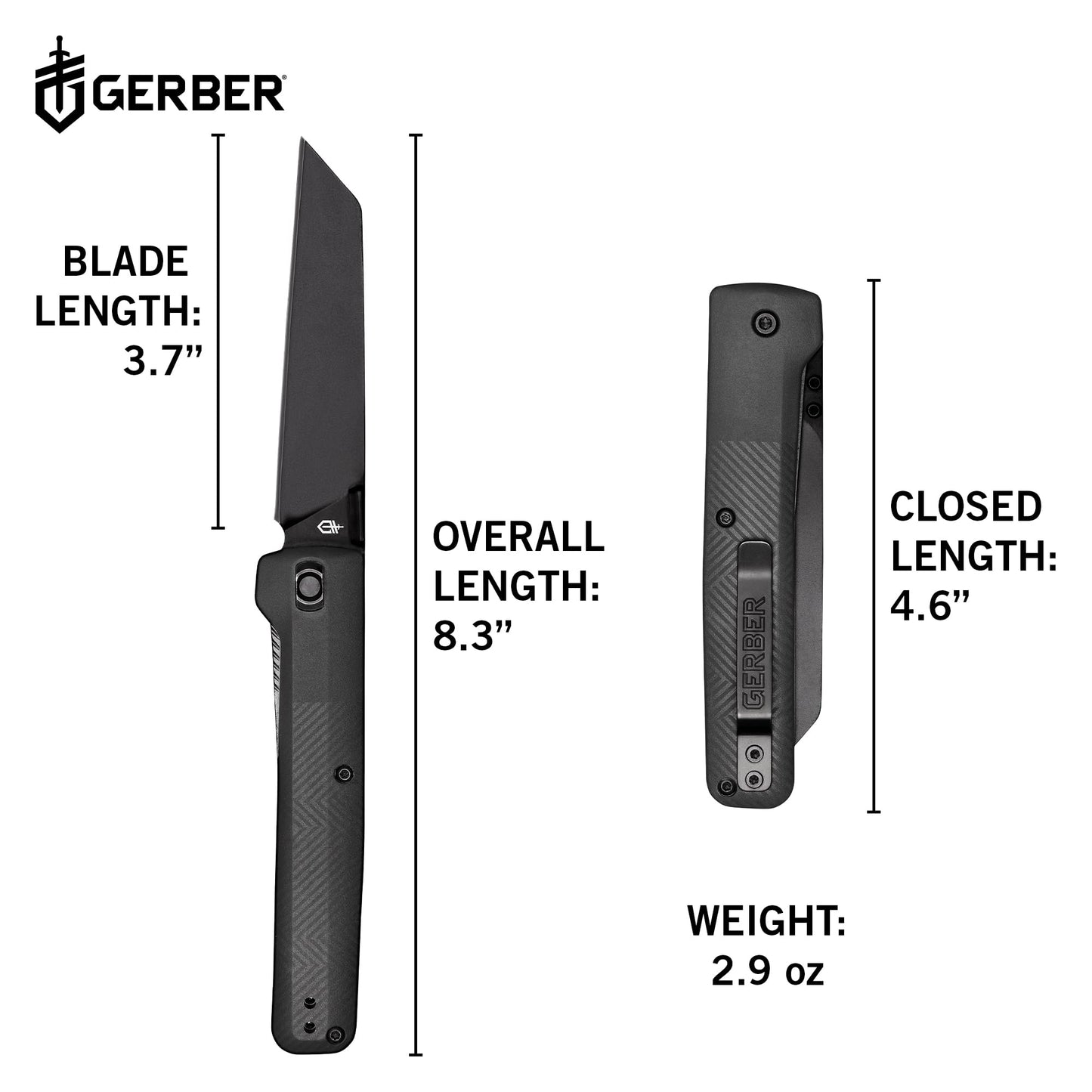 Gerber Gear Pledge Pocket Knife with Pocket Clip - 3.7" Full Panel Plain Edge Blade Folding Knife - EDC Gear and Equipment - Omni Gray