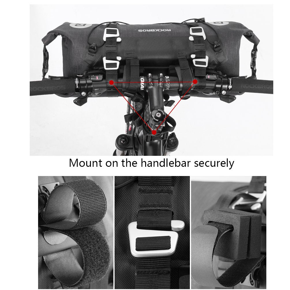 ROCKBROS Waterproof Handlebar Bags 12L-20L Bikepacking Bags Front 2 Dry Packs for MTB Road Bicycles Bikepacking Accessories