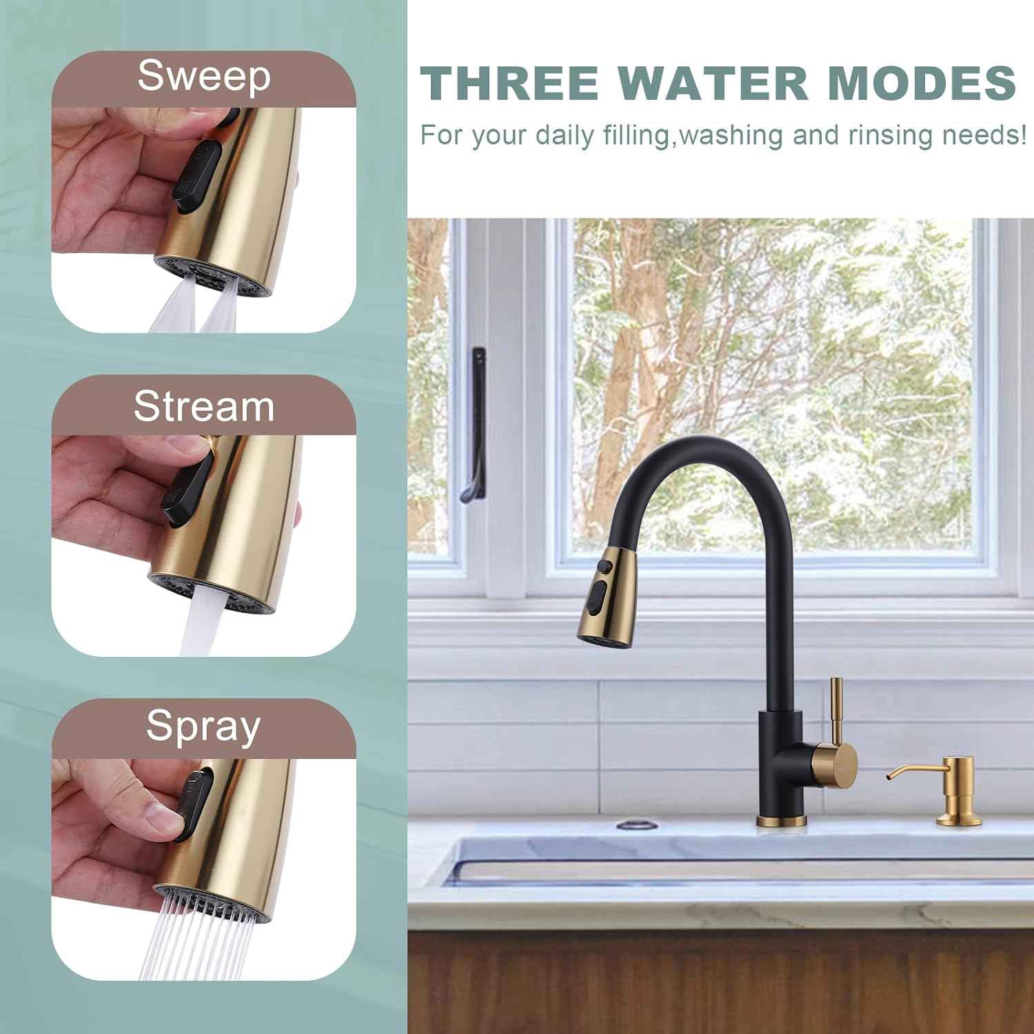 Stainless Steel Kitchen Faucet Combo with Water Filter - Brushed Nickel Sink Faucet for RO Systems