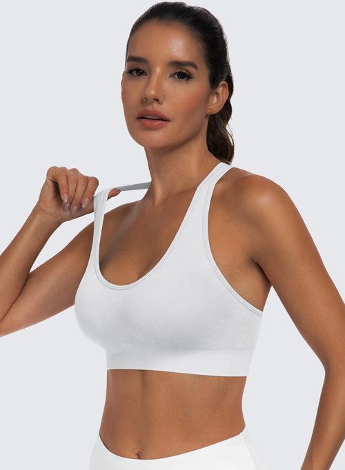3-Pack Criss-Cross Strappy Sports Bras for Women - Padded High Impact Seamless Yoga Exercise Athletic Bra