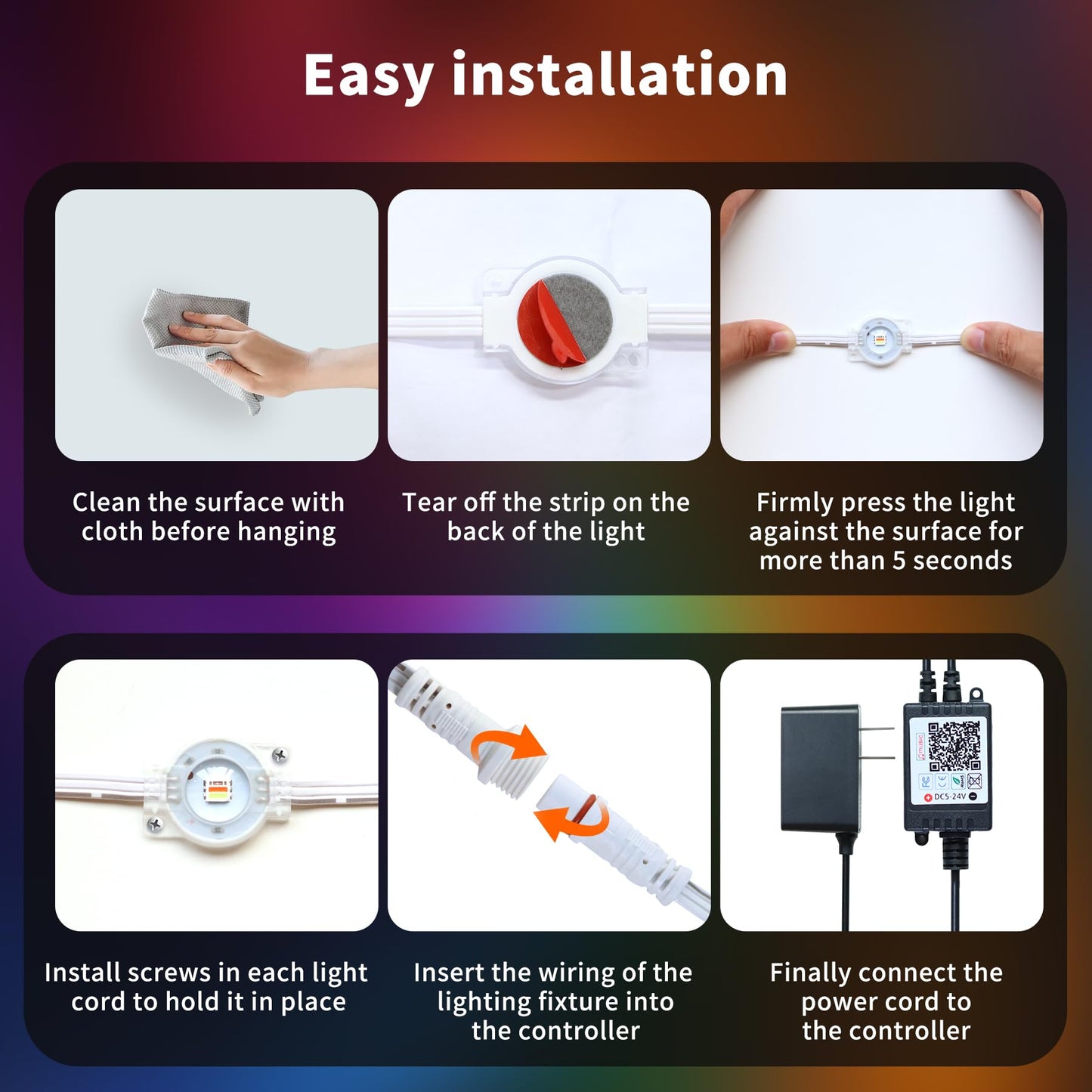 100ft Dynamic Smart RGB LED Permanent String Lights App Remote Color Sync Waterproof Outside House Lights Outdoor Transform Backyard Parties Patio Nights Holiday Magic Festive Glow Instantly