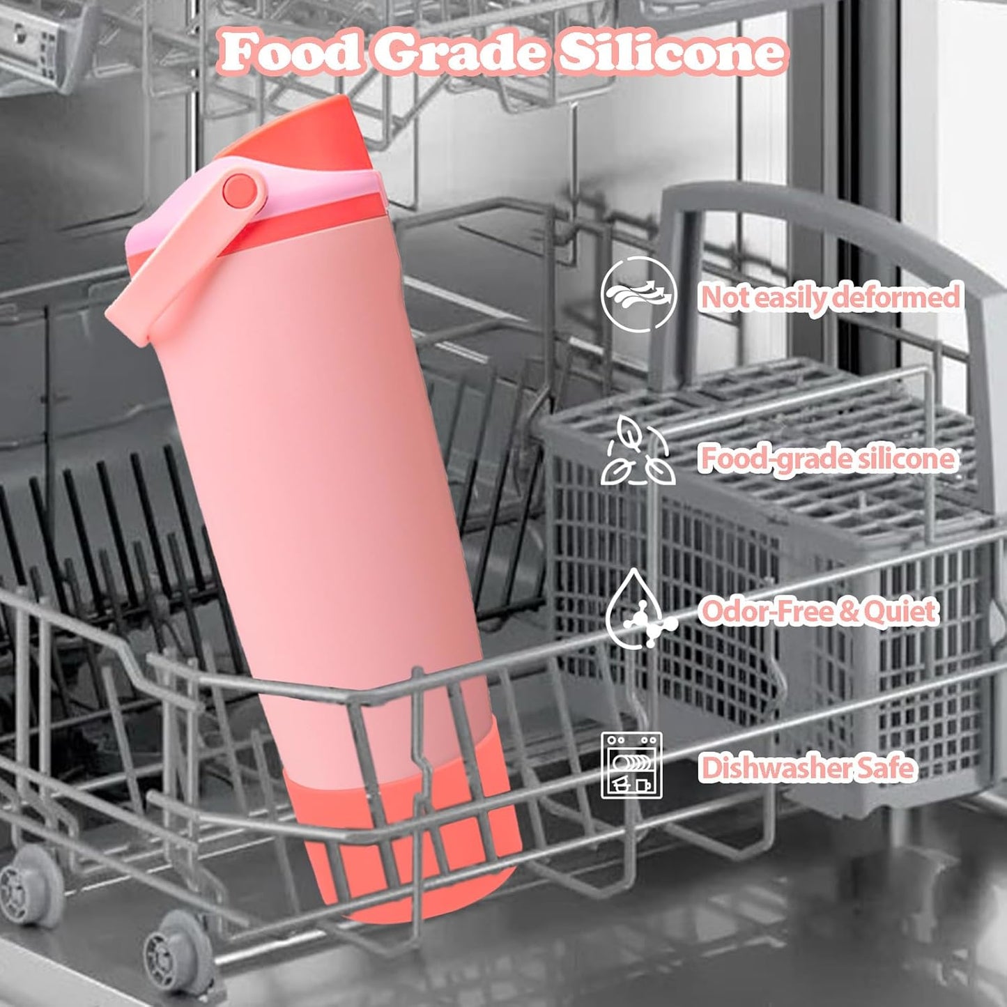 Owala Silicone Boot for 30oz & 40oz FreeSip Sway Bottles - Non-Slip, Scratch-Resistant Stability | 12 Colors Available (Angel Food Cake Red)